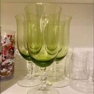 Pier 1 Green Water Goblets